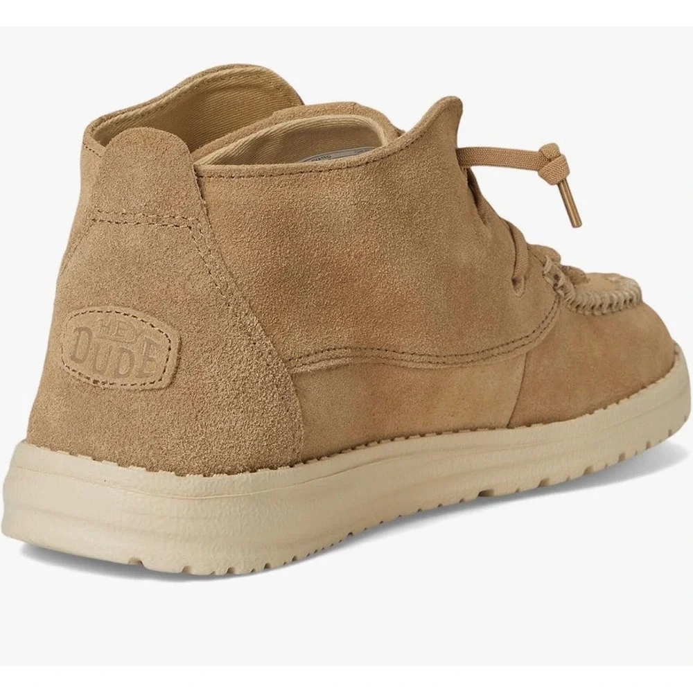 HEY DUDE Wendy Mid Elevated Kids W6 Chestnut NEW Fringe Suede Moccasin Boots